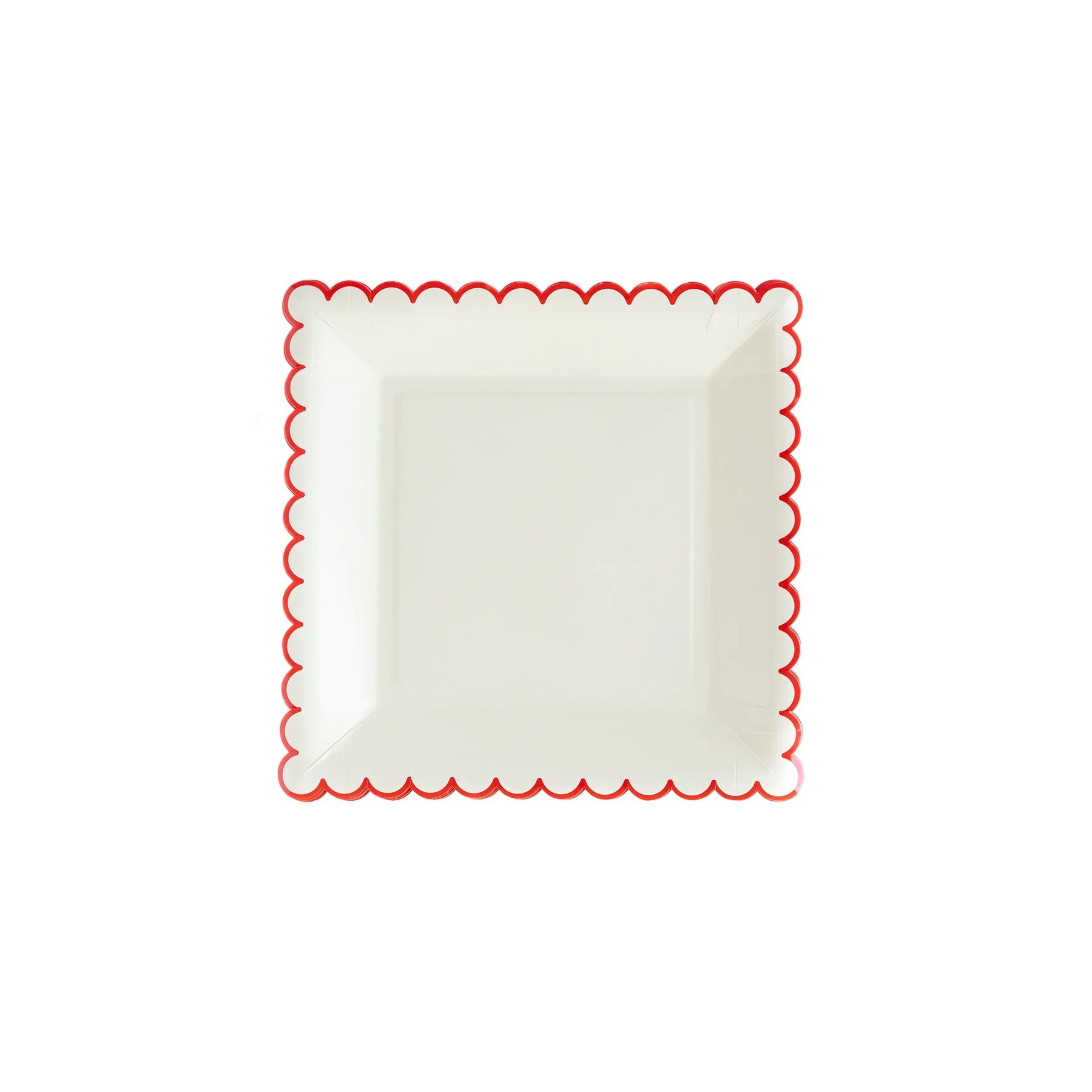 Believe White and Red Scalloped Plates