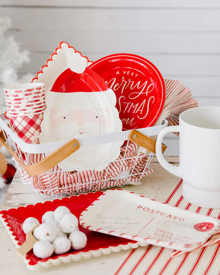 Believe Red Plates with White Scalloped Edge