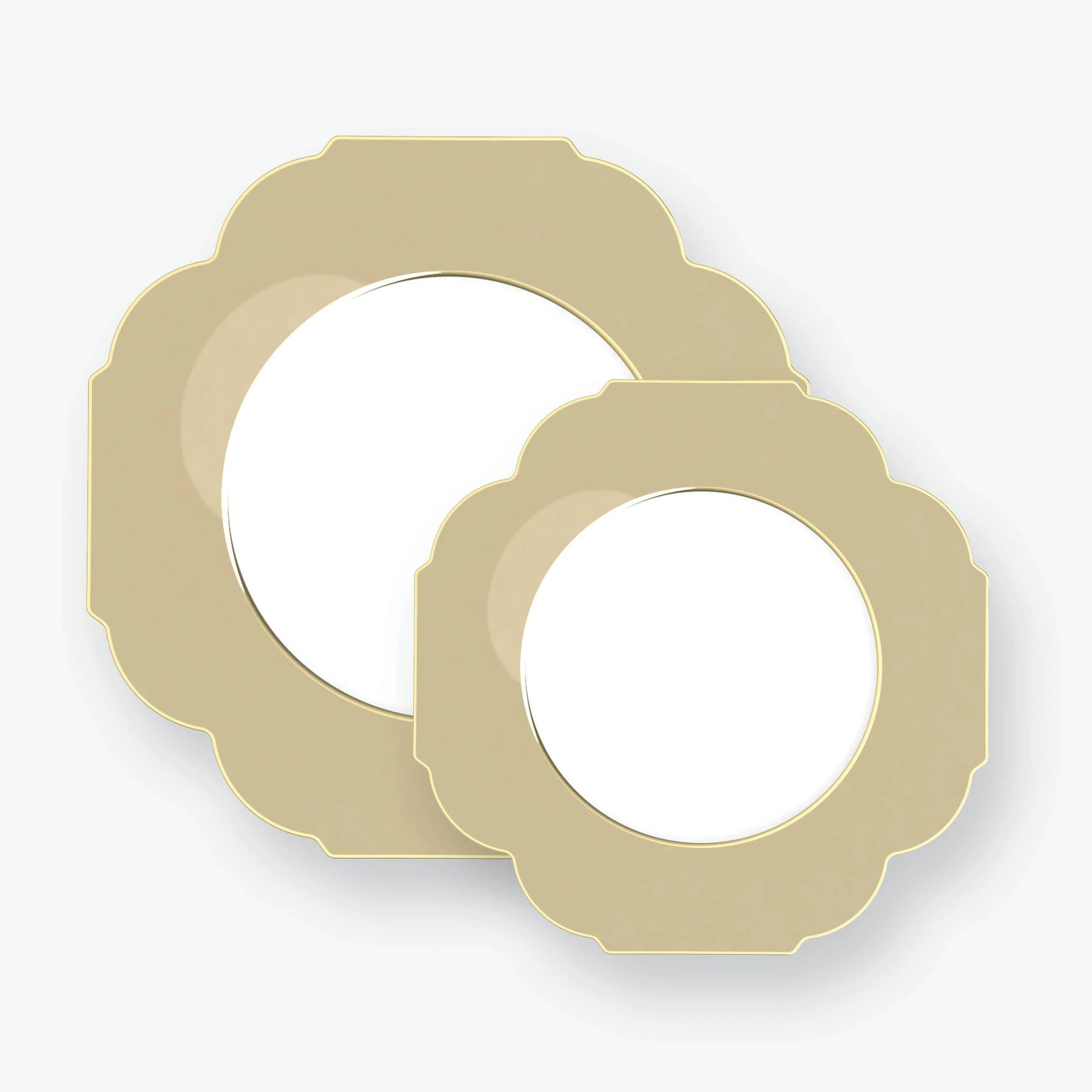 Scalloped Gold Large Plastic Plates (10 pk)
