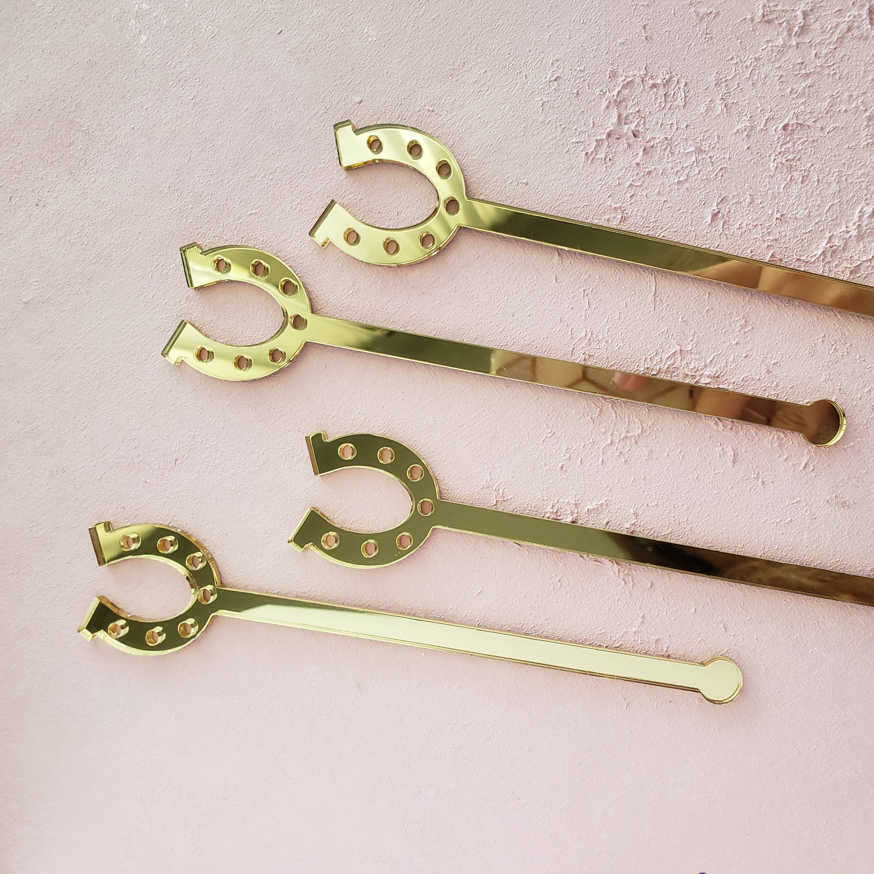 Gold Horseshoe Acrylic Drink Stir Sticks
