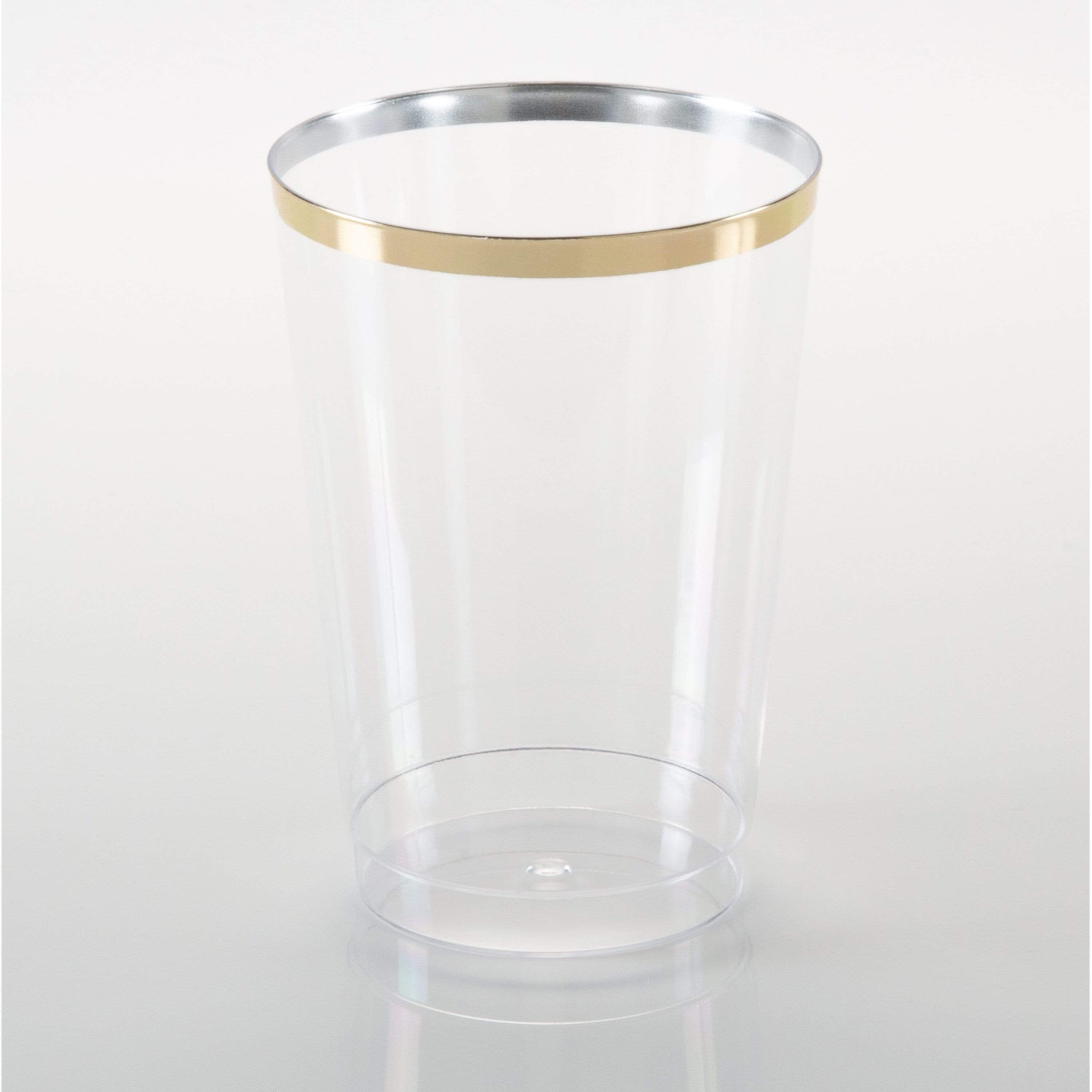 Clear Plastic Tumblers with Gold Trim -  12 Ounce (25 pk)