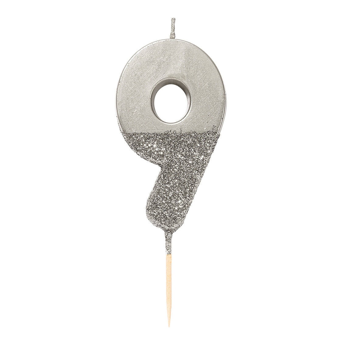 Silver Glitter Dipped Number Candles