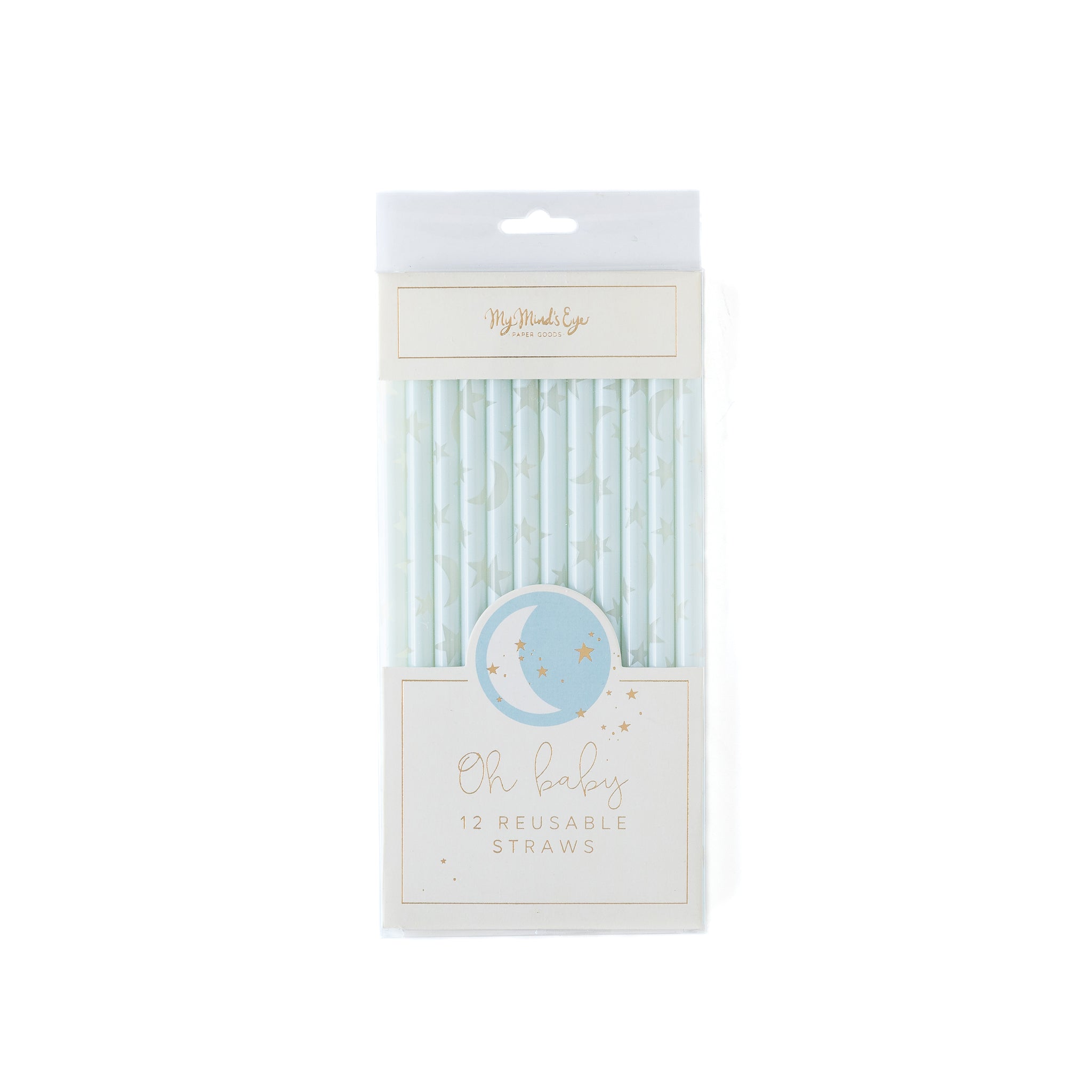 Oh Baby Reusable Straws in Blue (12 pk)