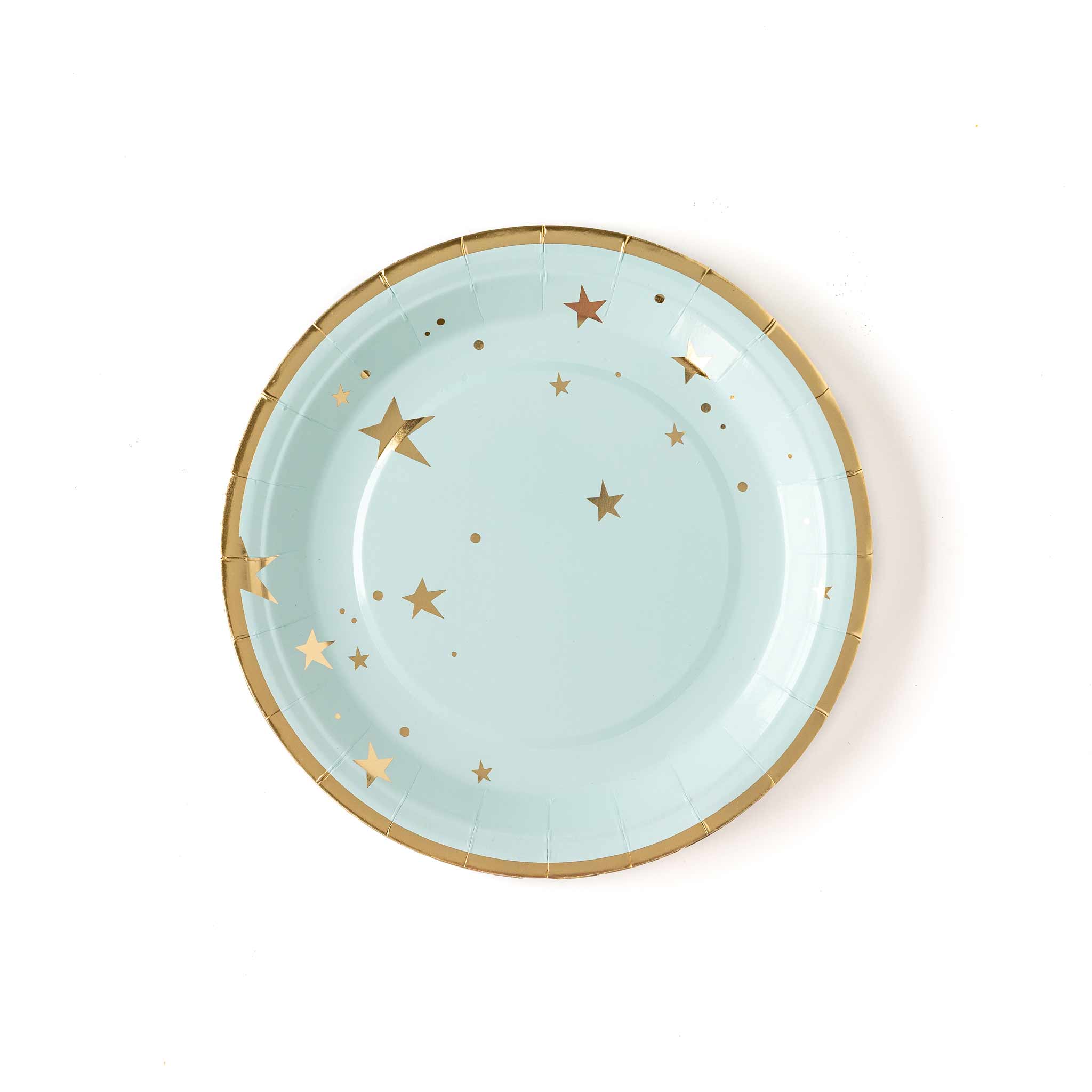 Baby Blue and Gold Stars Dinner Plates (12 pk)