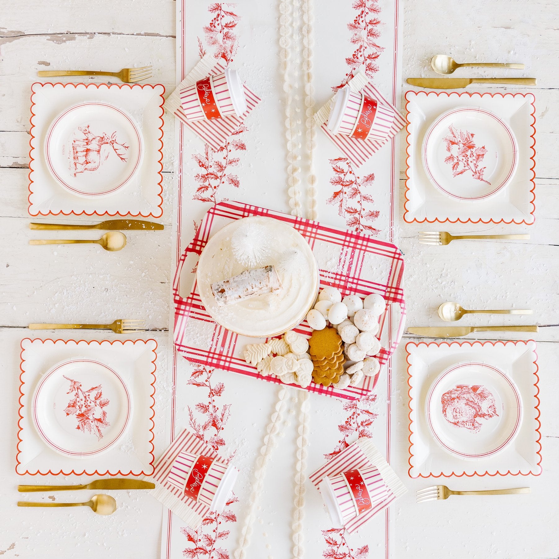 Vintage Christmas Vignette Small Plate Set