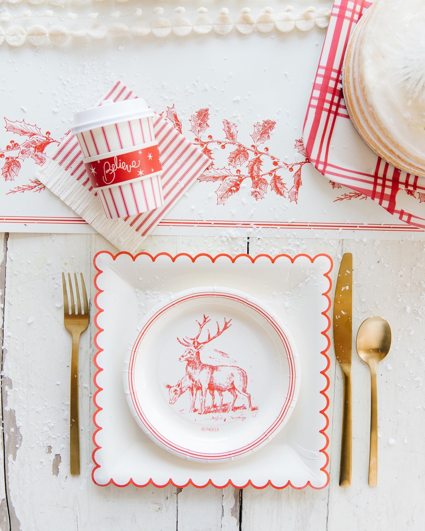 Vintage Christmas Vignette Small Plate Set