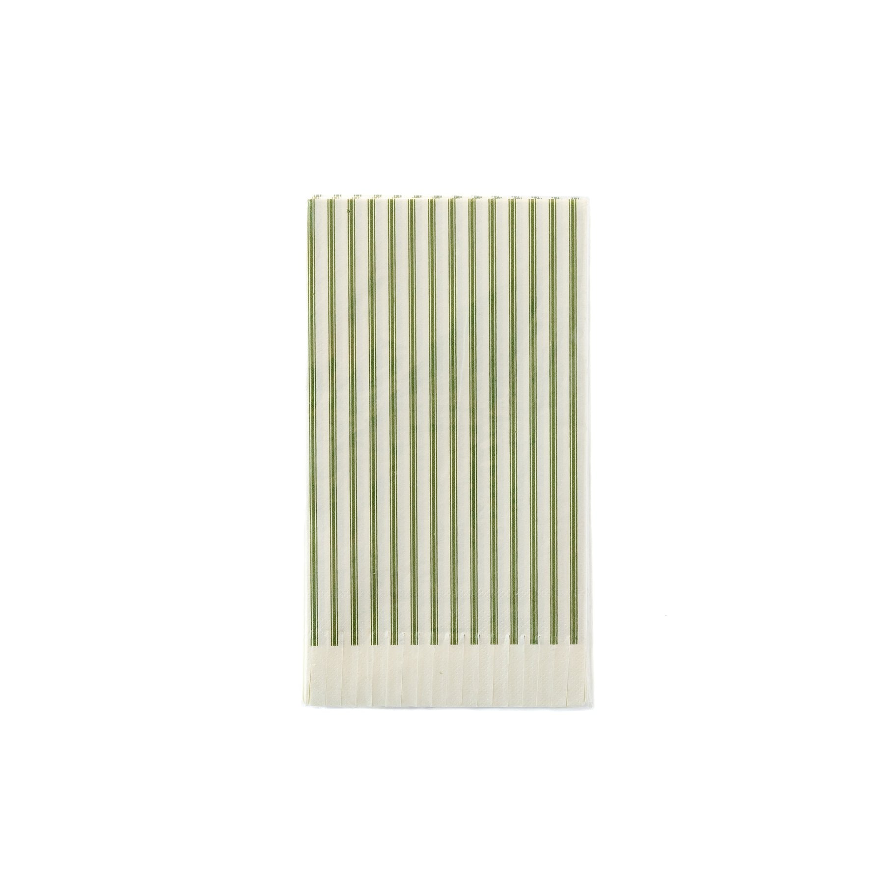 Green Ticking Fringed Guest Napkins (24 pk)