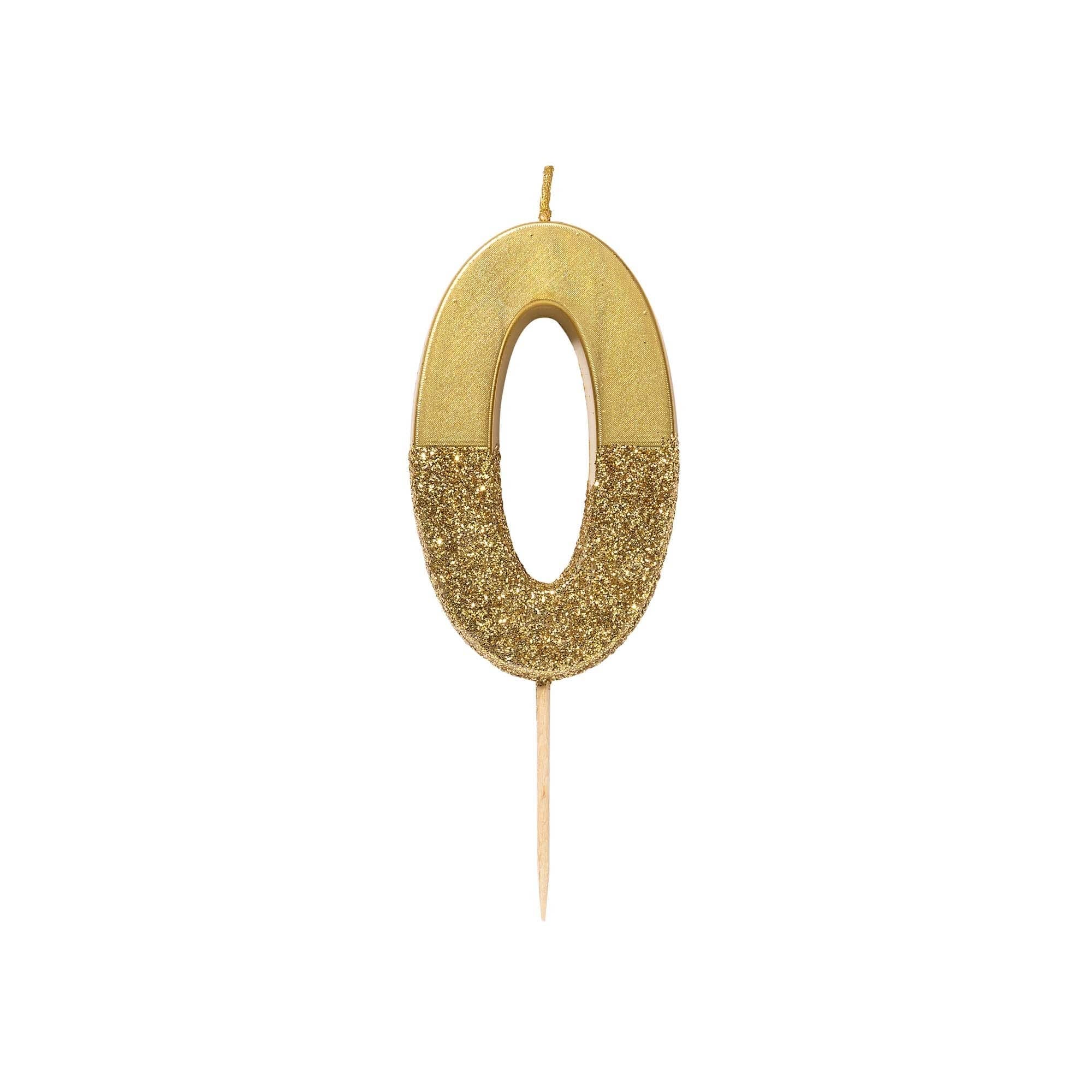 Gold Glitter Dipped Number Candles