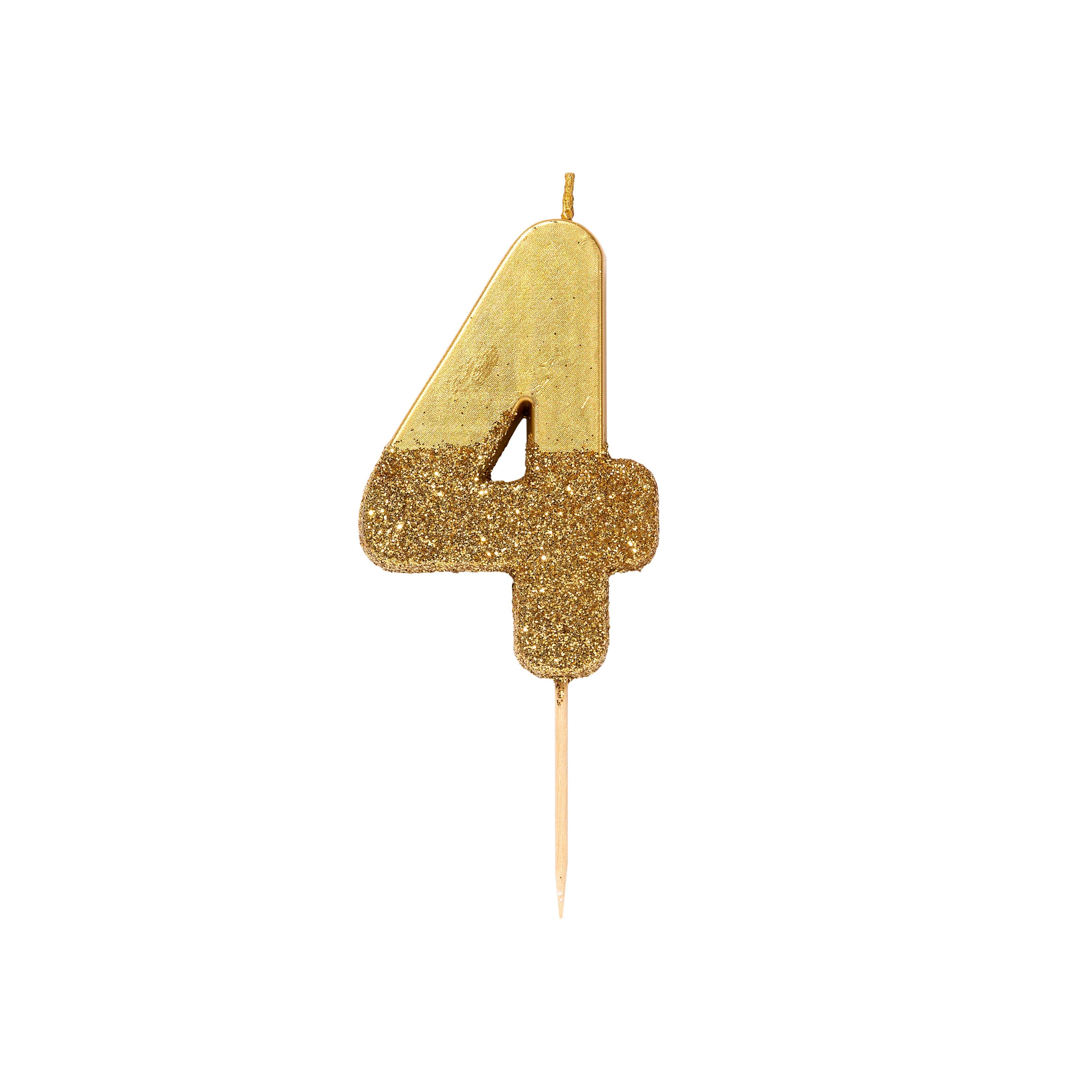 Gold Glitter Dipped Number Candles