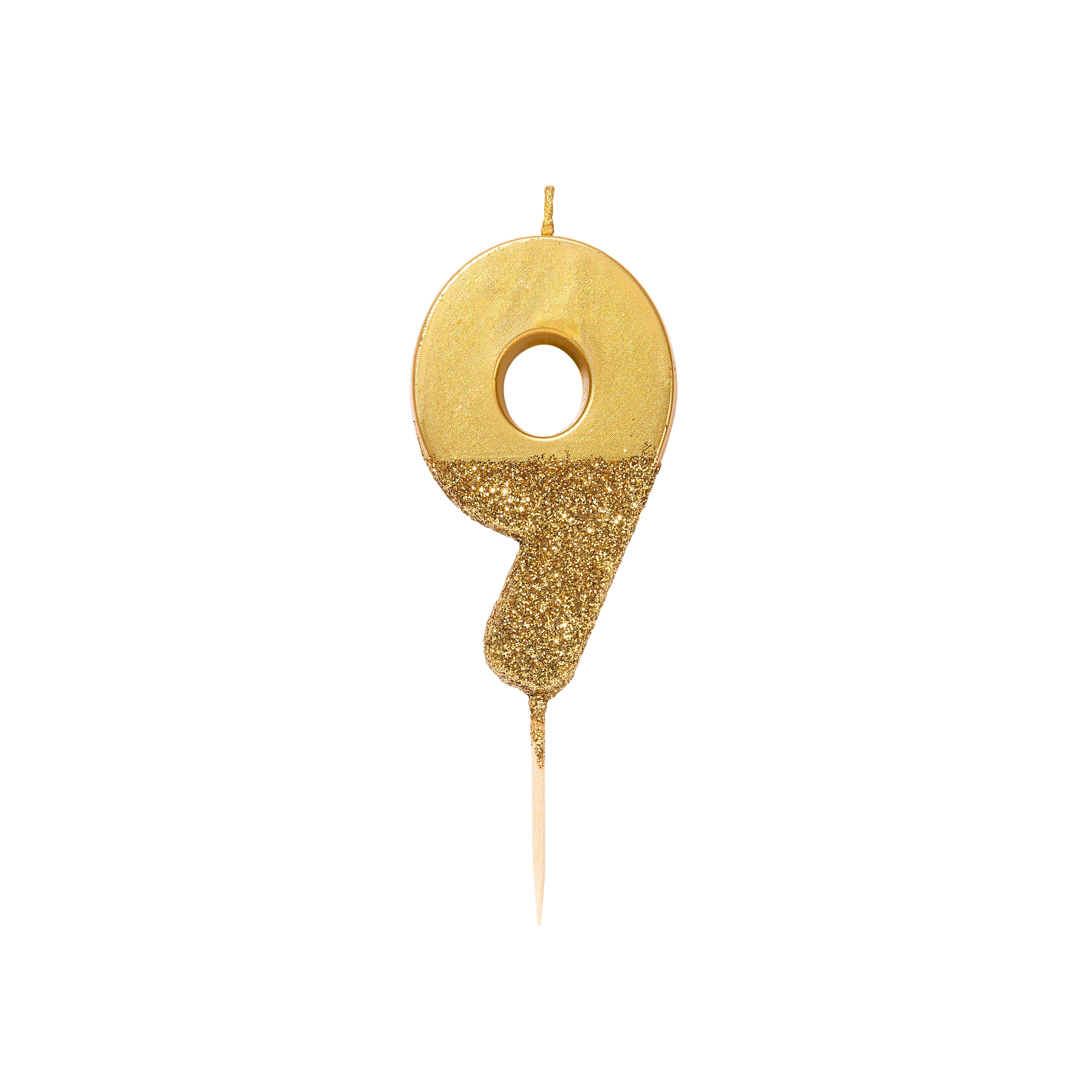 Gold Glitter Dipped Number Candles