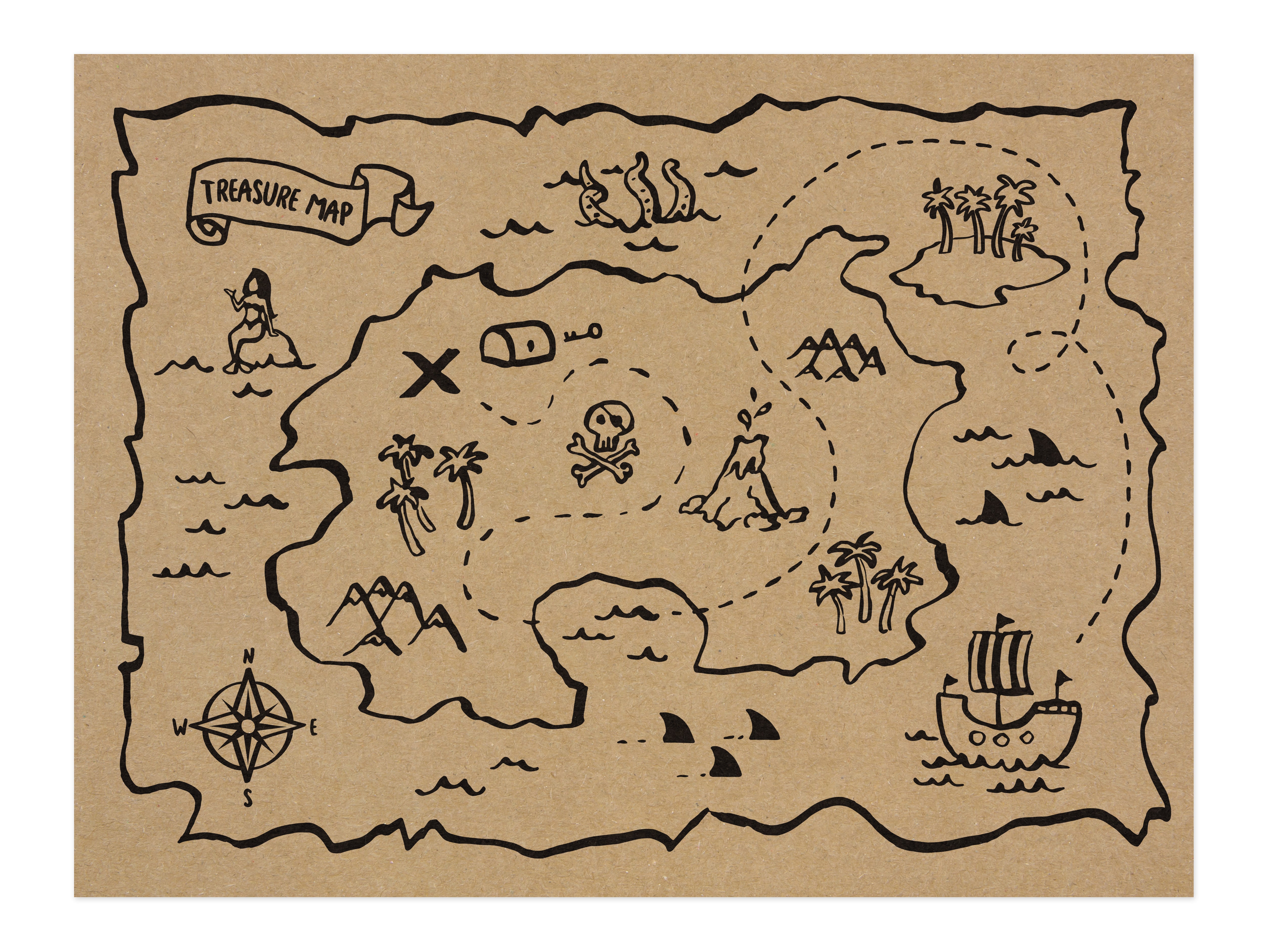 Pirate Treasure Map Placemats (6 pk)