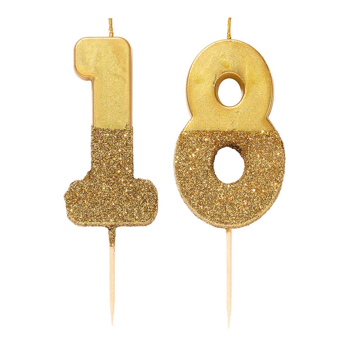 Gold Glitter Dipped Number Candles