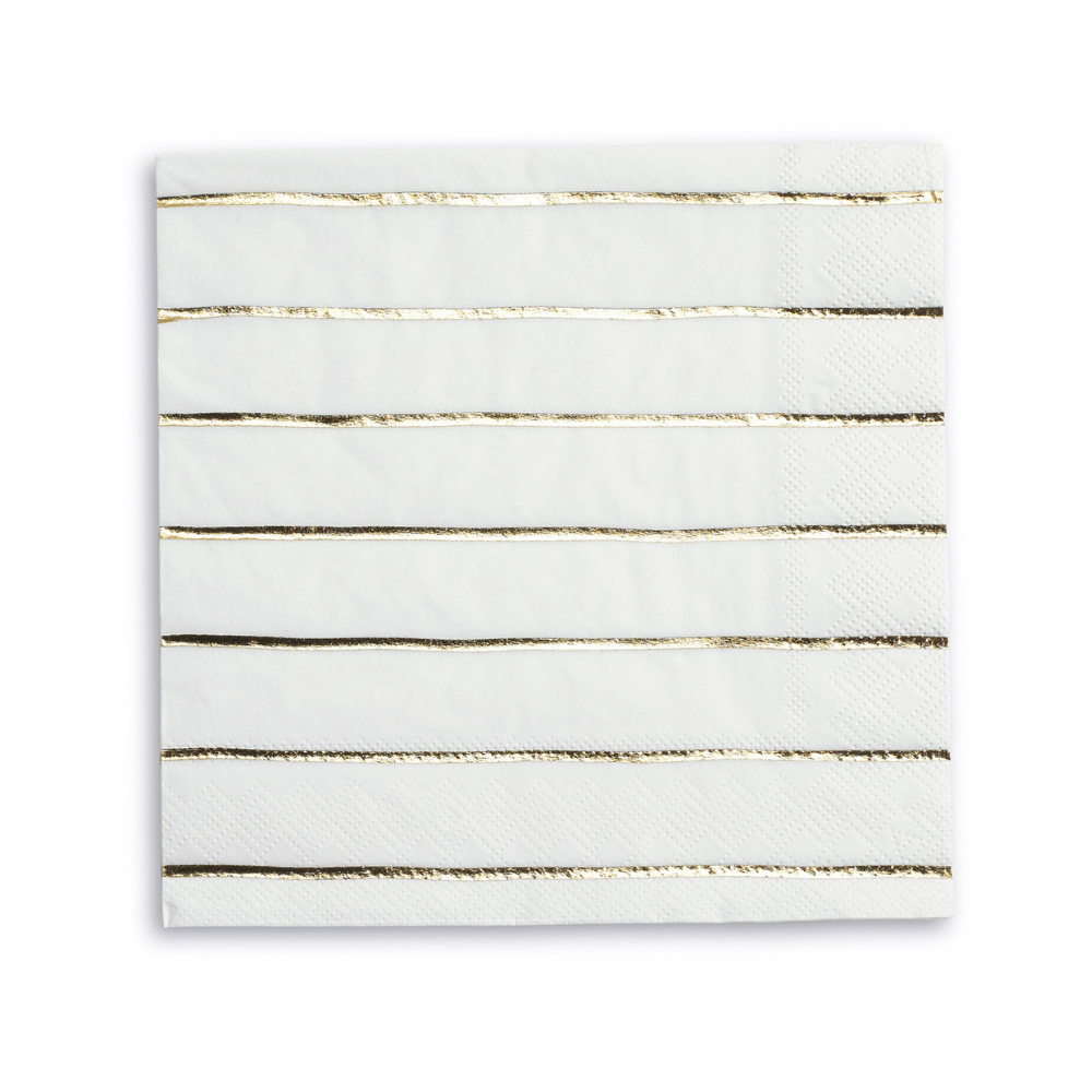 Frenchie Striped Gold Large Napkins (16 pk)