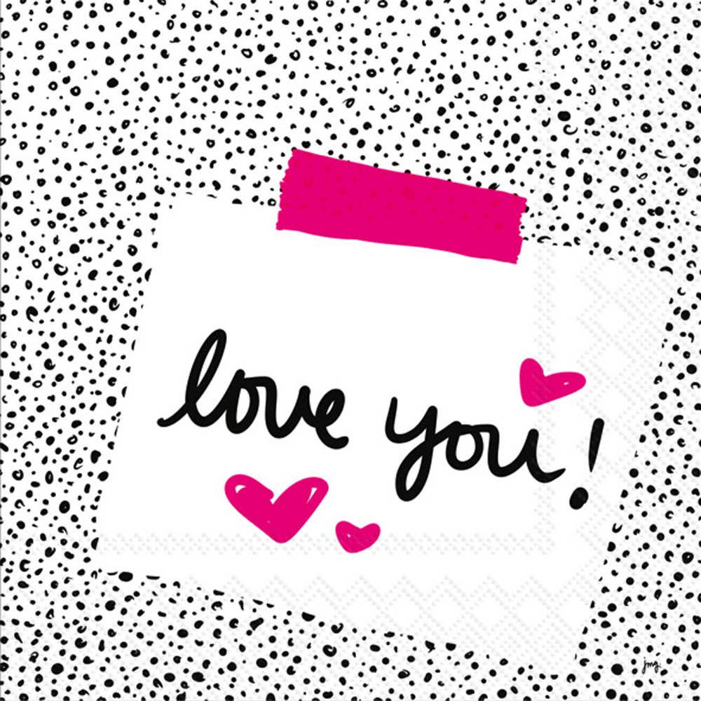Love You Note Paper Beverage Napkins (20 Count)