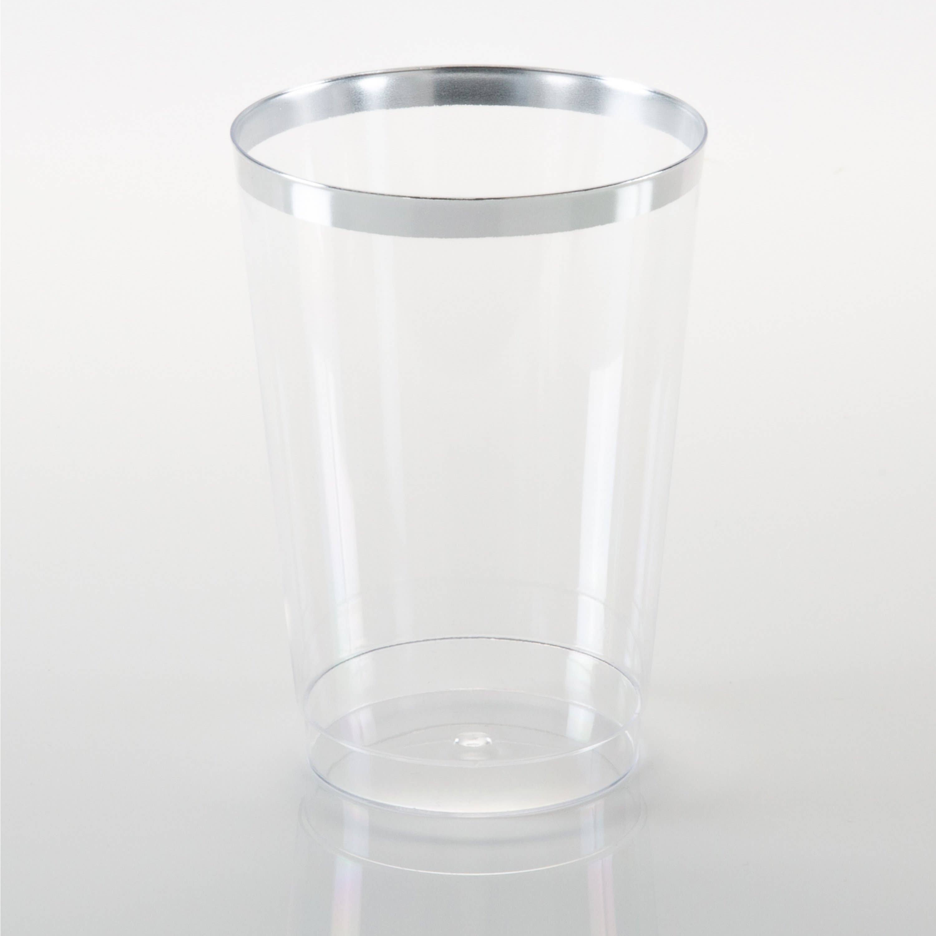 Clear Plastic Tumblers with Silver Trim - 12 Ounce (20 pk)