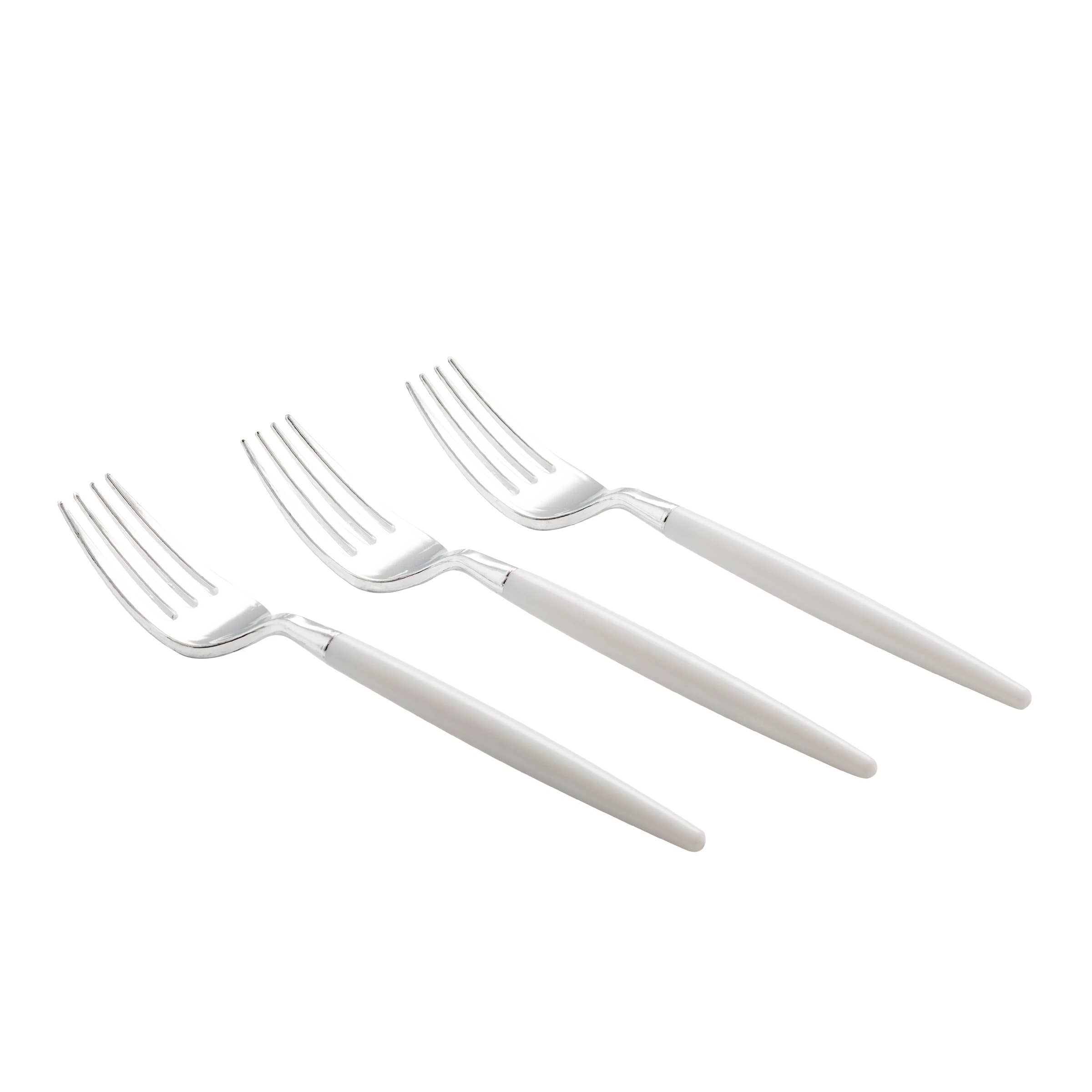 White and Silver Mini Forks (20 pk)