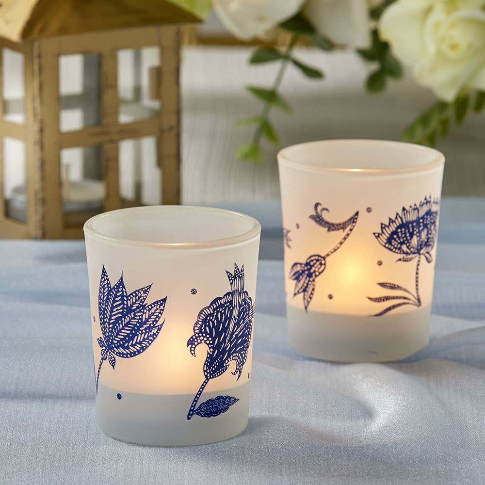 Blue Willow Frosted Glass Votive (4 pk)