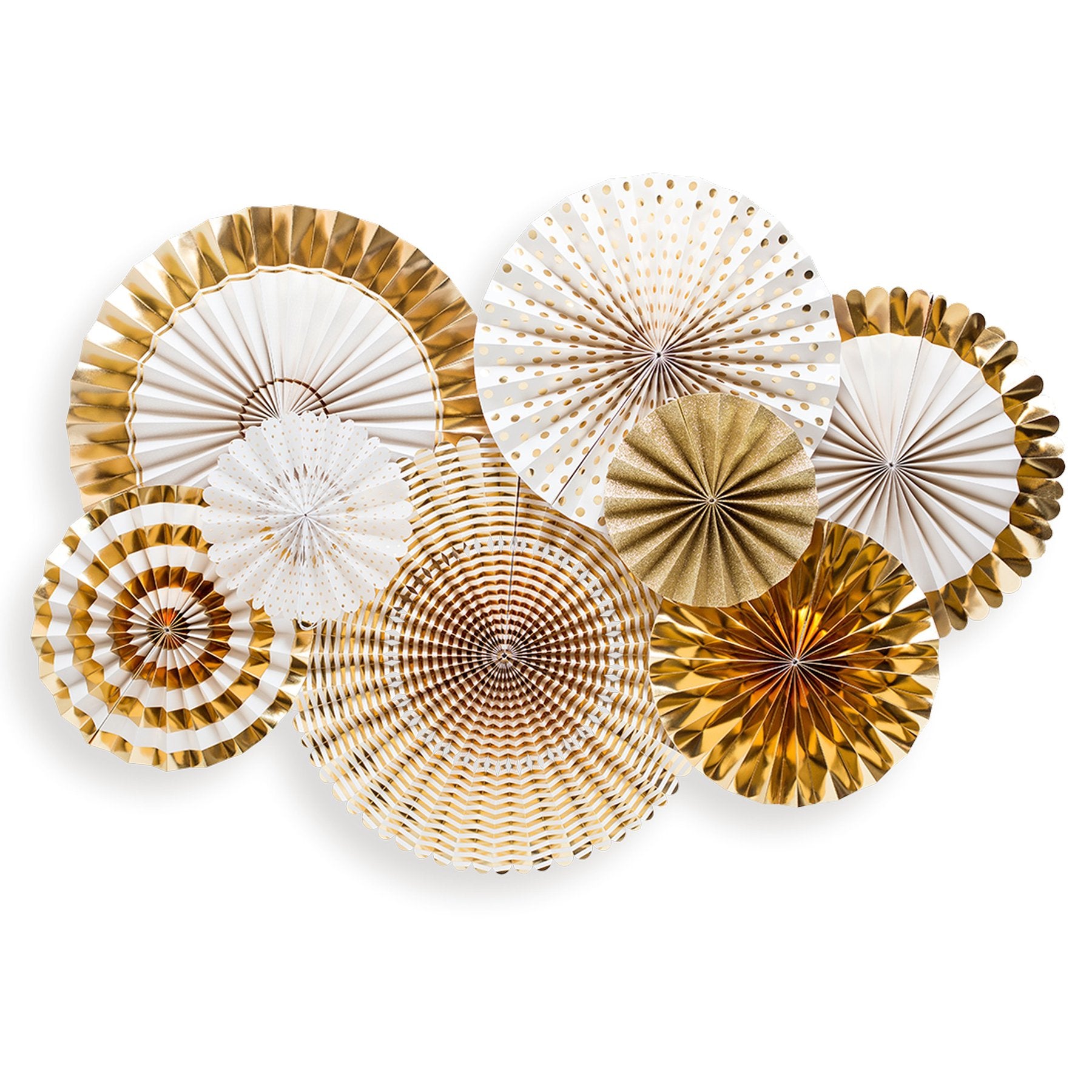 Fancy Gold Party Fans (8 pk)